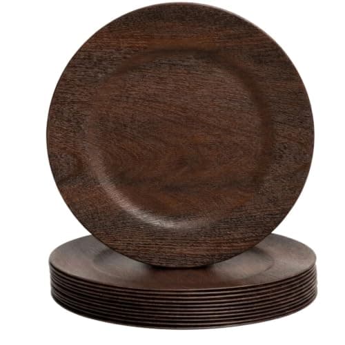 LALADEFIEE Faux Wood Charger Plates, Set of 12