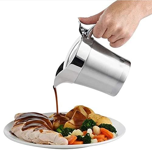 Double-Insulated Stainless Gravy Boat with Hinged Lid, 16 oz