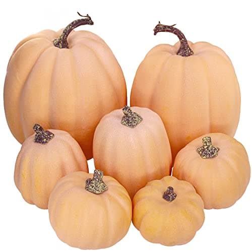 Winlyn Assorted Artificial Fall Pumpkins, 7 Piece