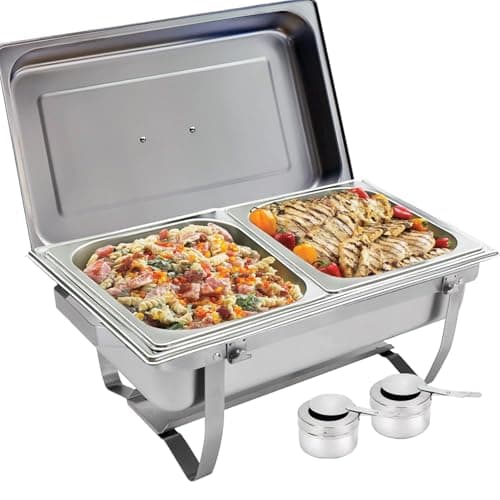 Sterno Foldable Frame Stainless Chafing Dish Buffet Set, 8 qt