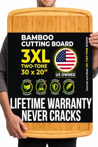 Greener Chef ENORMOUS Extra Large Bamboo Cutting Board, 30 x 20 in