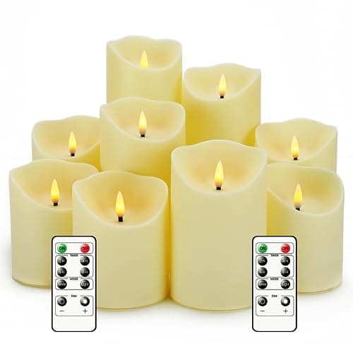 Nimiko Flameless LED Pillar Candles with Remote, Set of 9
