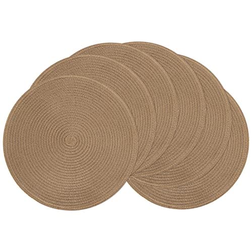 SHACOS 15-Inch Round Braided Placemats, Set of 6