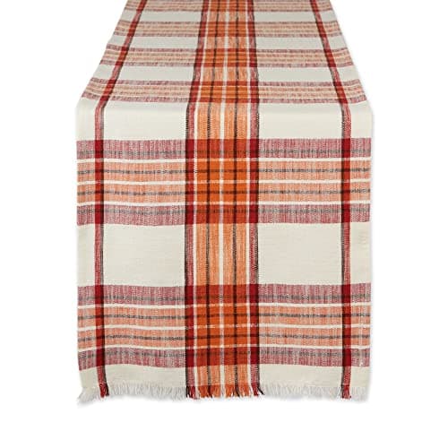 DII Autumn Farmhouse Plaid Table Runner, Pumpkin Spice