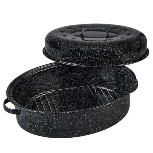Granite Ware 19-Inch Covered Oval Roaster with V Rack