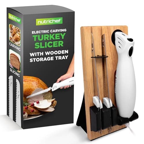 NutriChef Electric Carving Knife Set with Wood Stand