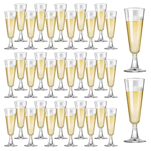 SUREHOME Plastic Champagne Flutes, 40 Pack
