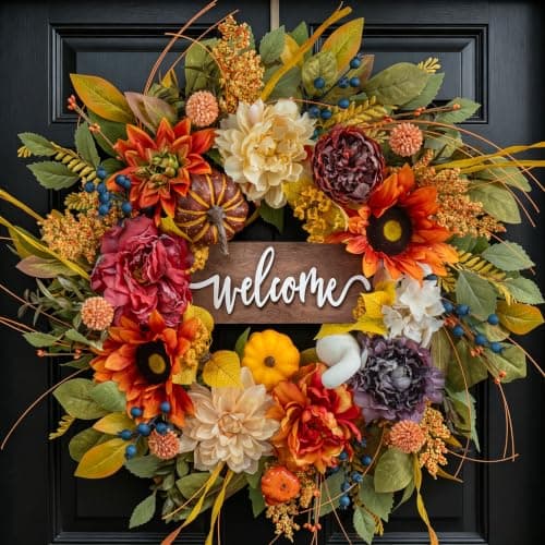 Artificial Harvest Fall Wreath, 24 Inch