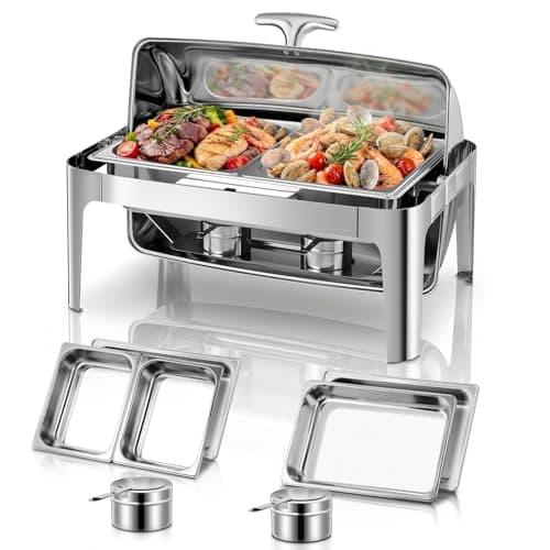 FOHERE 9.5 qt Stainless Roll-Top Chafing Dish