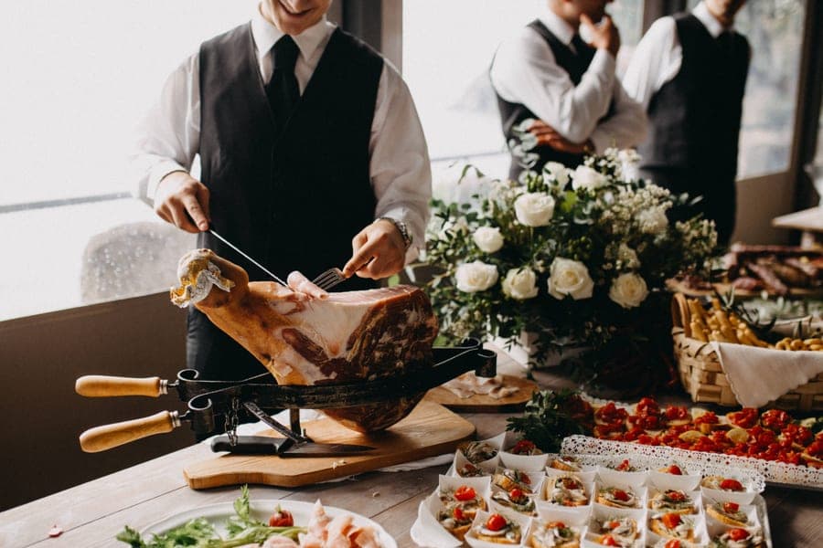 An electric buffet server with covered trays