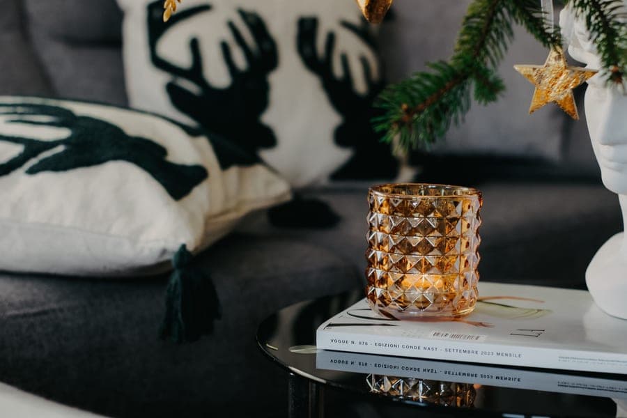 Pillar candles arranged in holders