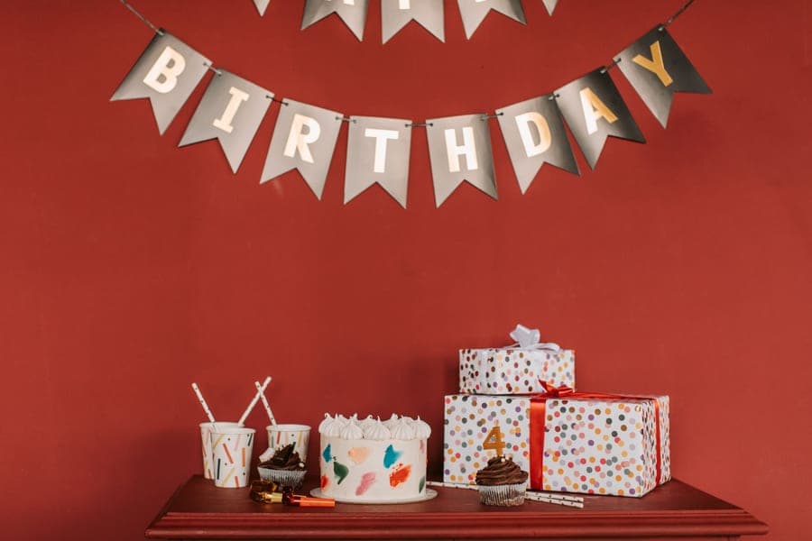 A party banner strung across a wall