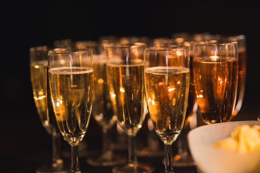 Champagne glasses ready for a toast