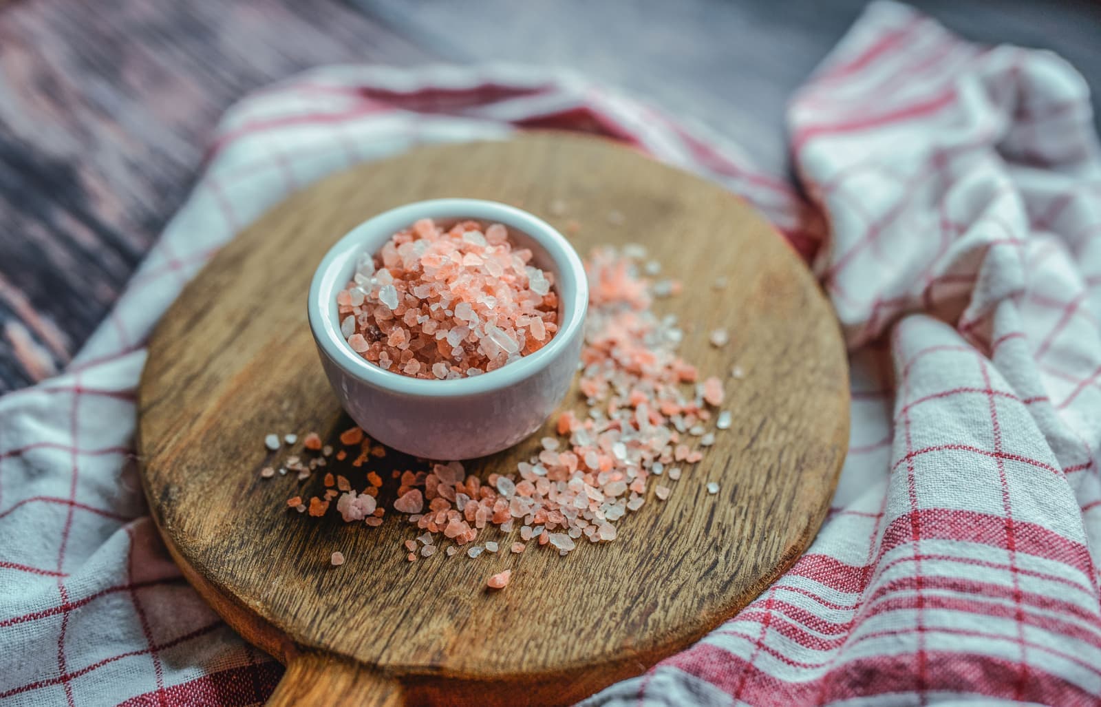 Coarse salt and aromatics laid out for a brine