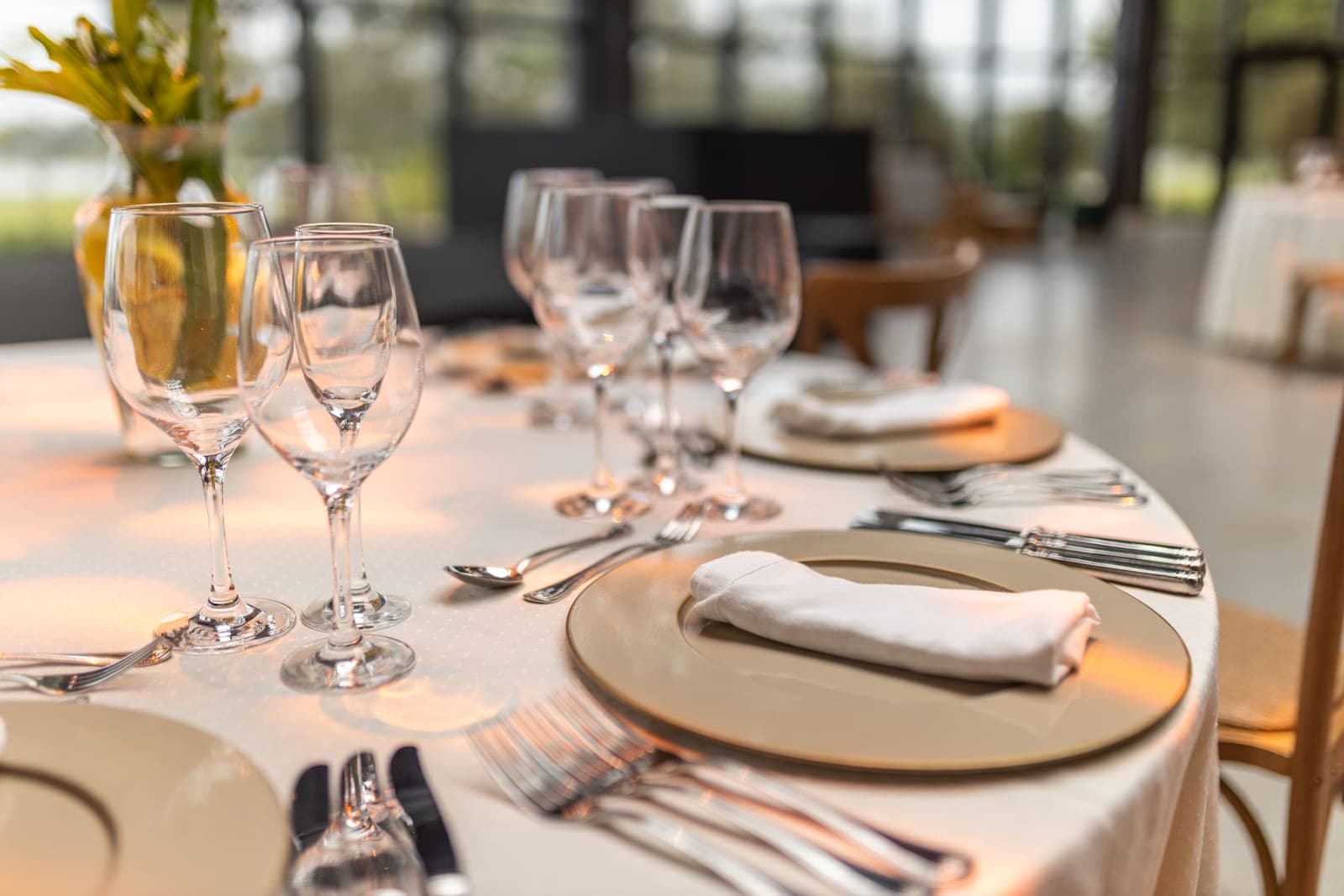 An elegantly set dining table ready for guests
