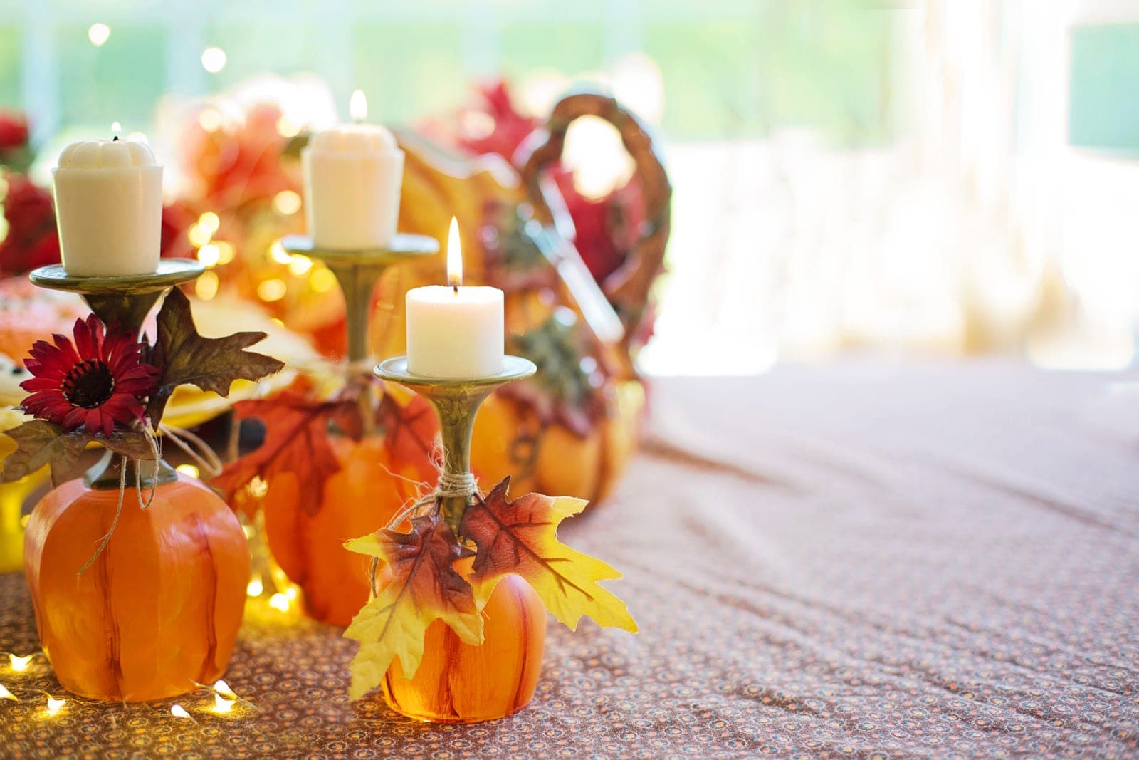 Seasonal decorations arranged in a home